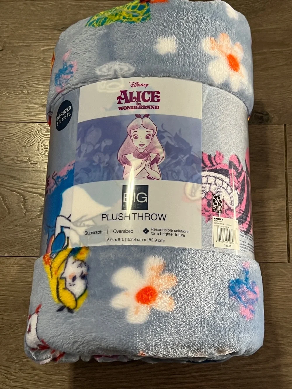 Disney Alice In Wonderland The Big One Plush Throw New